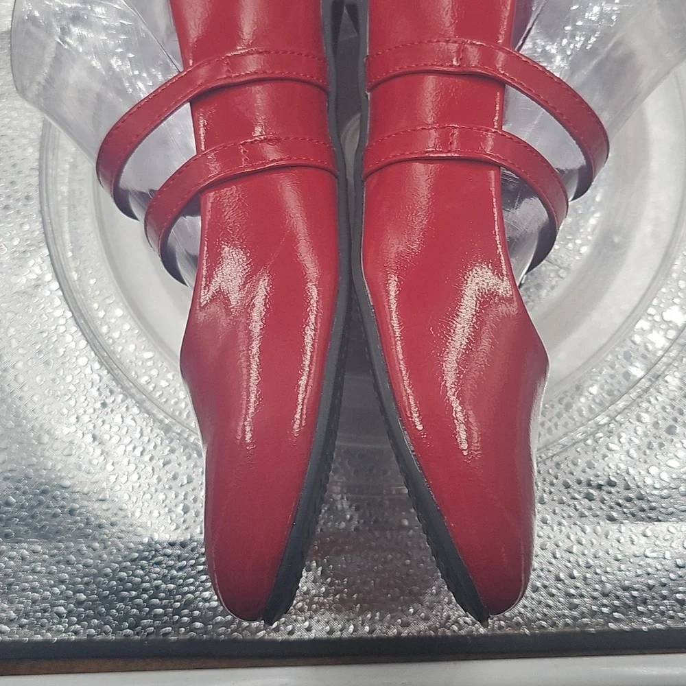 J No Boundaries Red Patent Mary Jane Flats Sz 9.5 Stylish And Comfortable - Picture 7 of 9